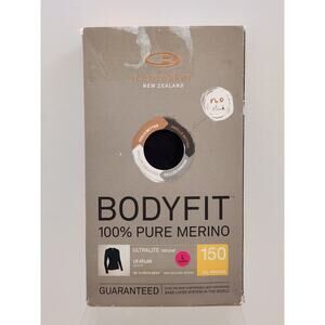 NWT Icebreaker Bodyfit 100% Pure Merino 150 Ultra Lite Atlas LS Black Women Sz L